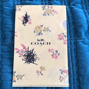 Coach Cream Floral Clear Folder with Pink & Blue Blooms
